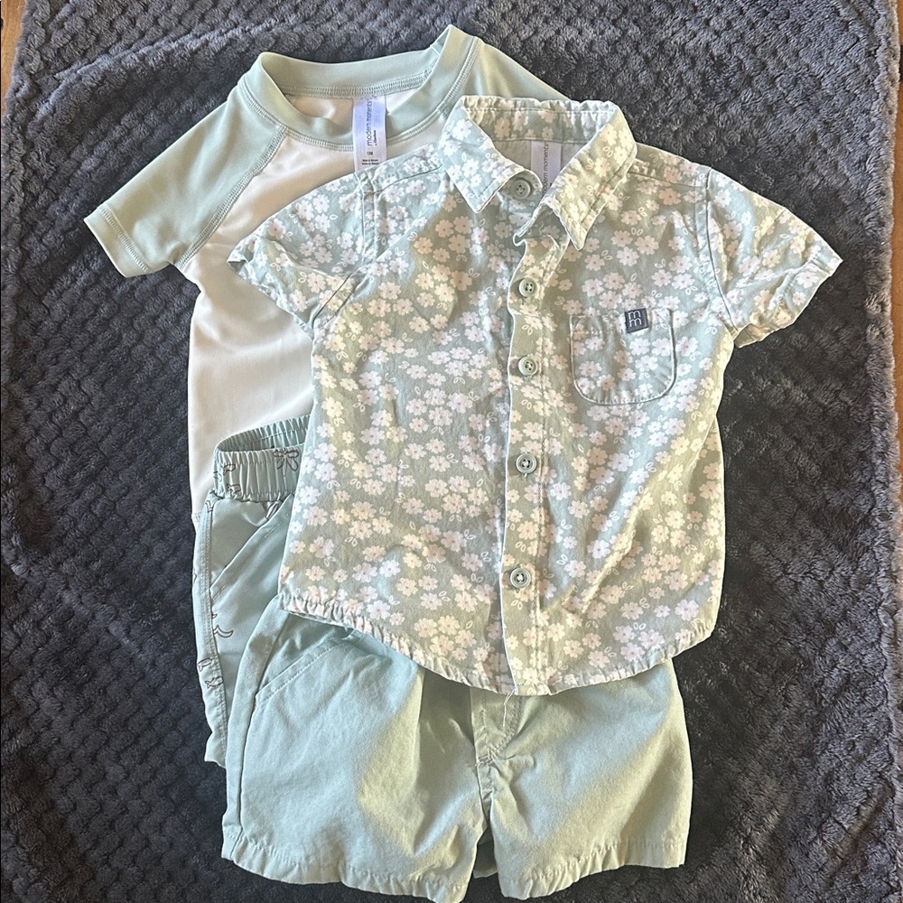 Kids Light Green matching set. Casual and beach.